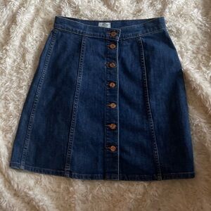 Denim Button-Front Skirt